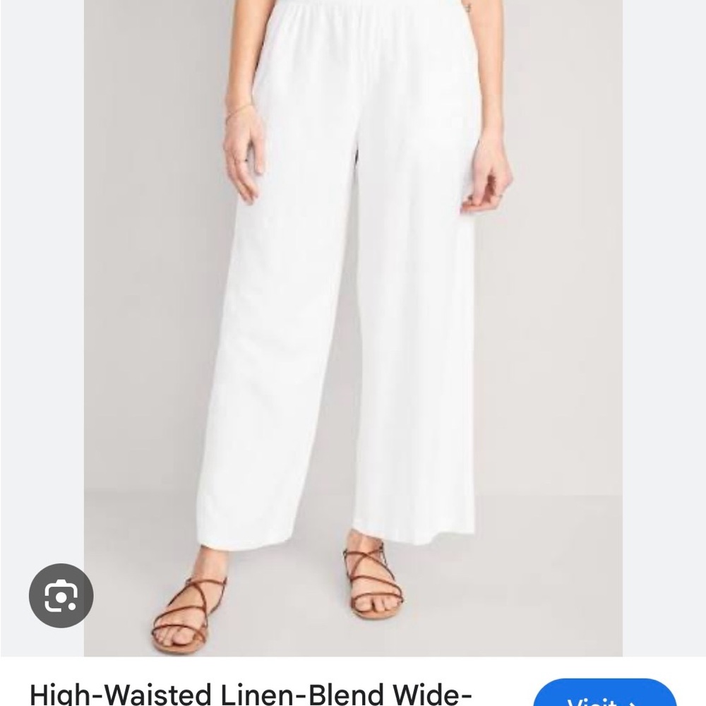 Old Navy Women's white linen high rise wide leg pant size s